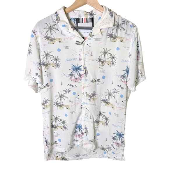 Denim & Flower Ricky Singh Hawaiian Button Down Shirt Men Size Small Vacation - Picture 1 of 11